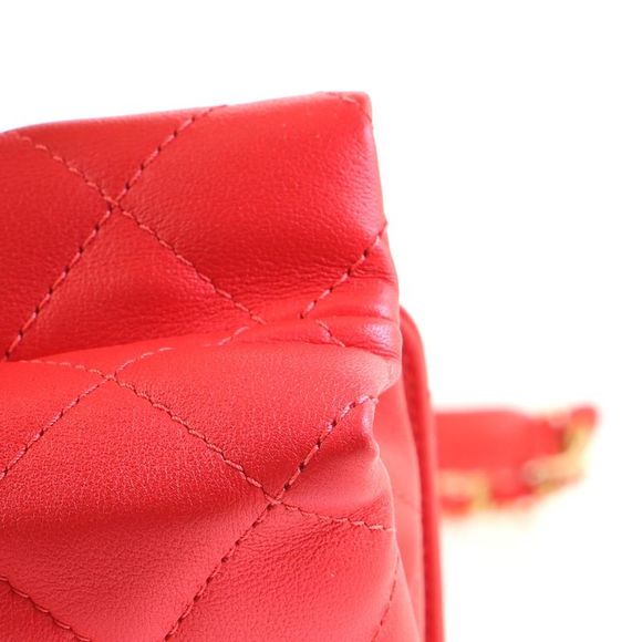Chanel Chain Bar Top Handle Flap Bag Quilted Calfskin Mini Red - Picture 7 of 10